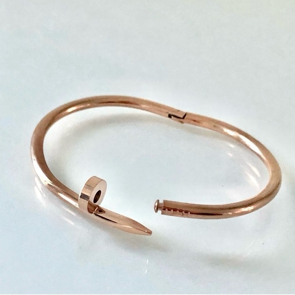 Nail Cuff Bangle Bracelet in Rose Gold - Picture 3 of 11